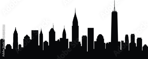 City skyline silhouette, urban skyline vector, modern buildings view, architectural cityscape, downtown silhouette scene, real estate, vector illustration