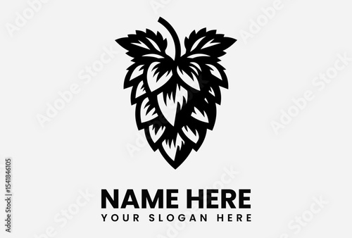 Stylized monochrome hop cone logo design, perfect for breweries or beer-related businesses.