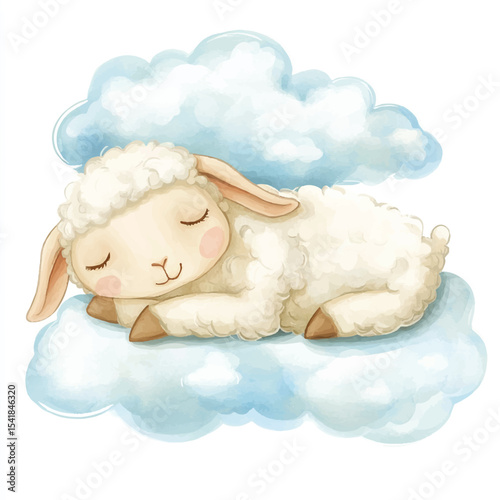 A Sleepy Sheep Napping on a Soft Cloud