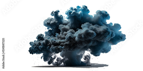 Image of colorful smoke plume in pink, blue hues against isolated on transparent background