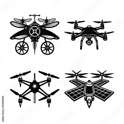 Drone silhouette on white background