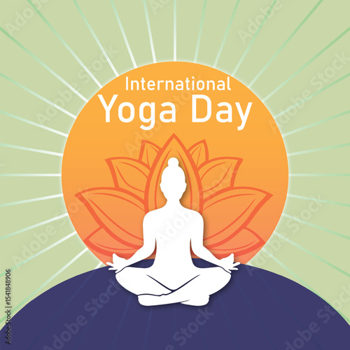 International yoga day of a woman in a lotus pose