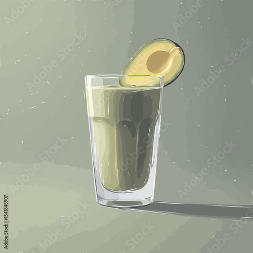 glass of water with avocado juice 