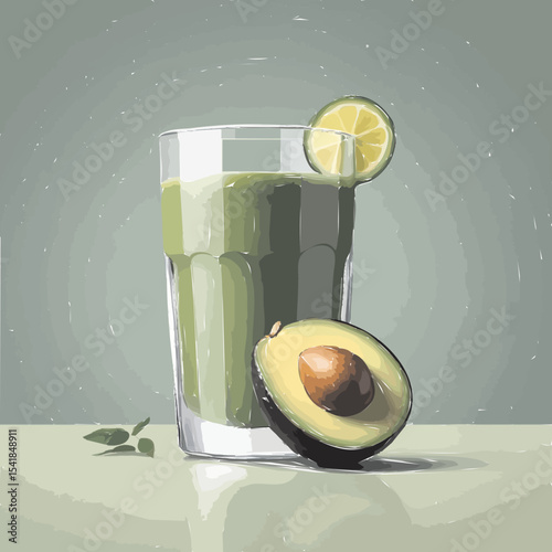 glass of water with avocado juice 