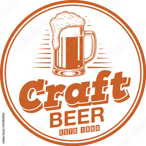Craft Beer. Vector Beer Mug Stamp.