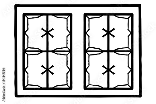 Icy Windowpane Line Art Vector