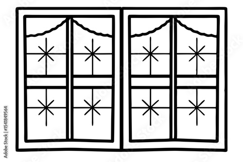 Icy Windowpane Line Art Vector