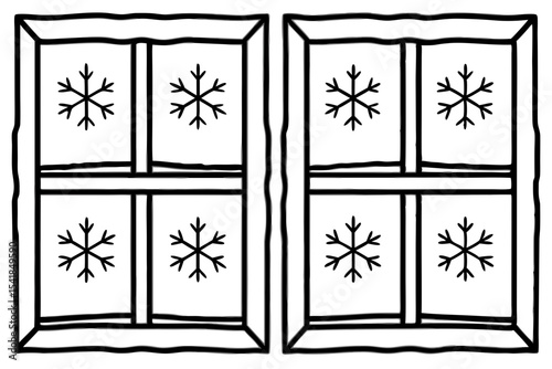 Icy Windowpane Line Art Vector
