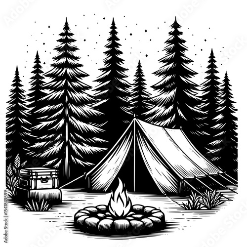 camping in the forest