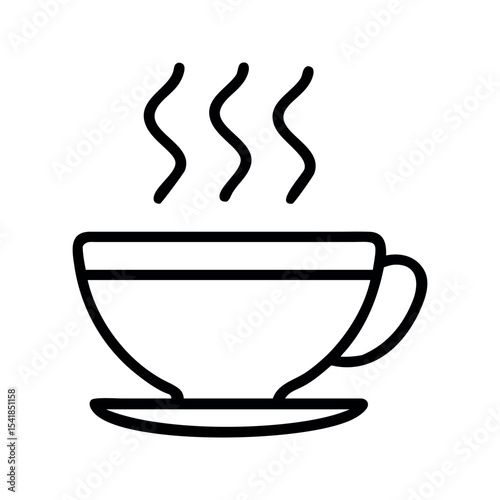 Hot coffee cup steam icon line art graphic