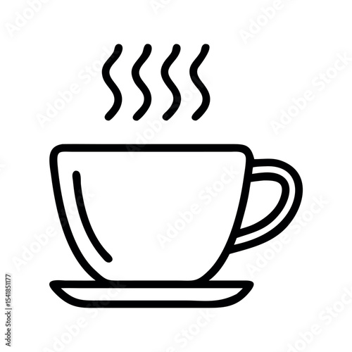 Hot coffee cup steam icon line art design