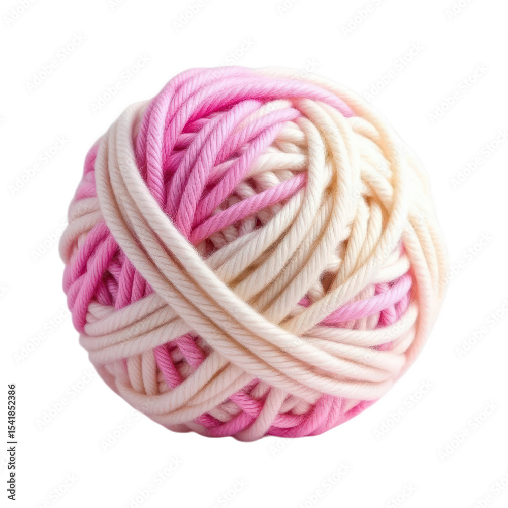 Variegated Pink and Cream Yarn Ball Crafting Textile Fiber Knitting Project Variegated Pink and Cream Yarn Ball Crafting Textile Fiber Knitting Project