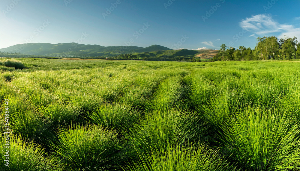 a field of bright green carex clumping grass on a sunny day a field of bright green carex clumping grass on a sunny day