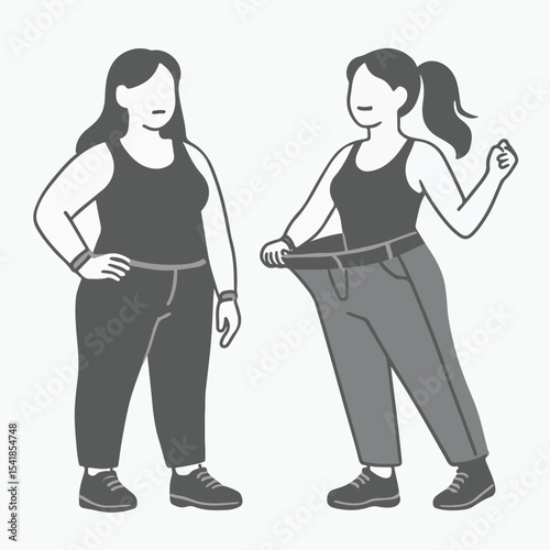 comparison between fat and thin, after the diet process.
vektor