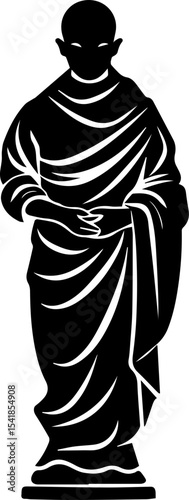 Monk Character Vector Illustration, Minimalist Religious Figure in Robe