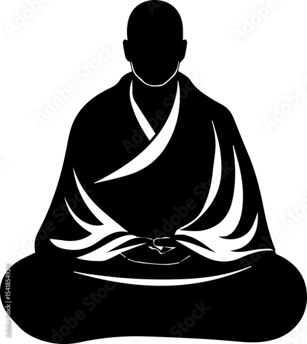 Monk Character Vector Illustration, Minimalist Religious Figure in Robe