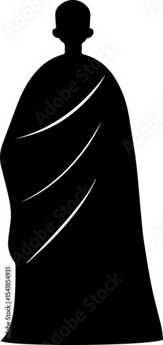 Monk Character Vector Illustration, Minimalist Religious Figure in Robe