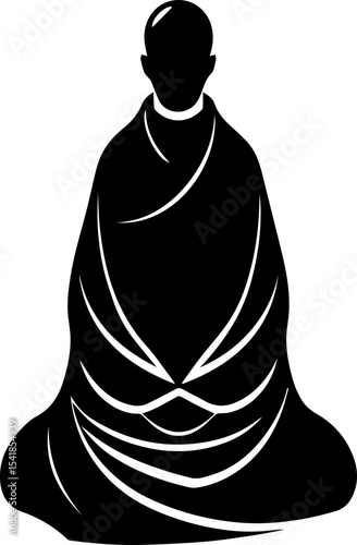 Monk Character Vector Illustration, Minimalist Religious Figure in Robe