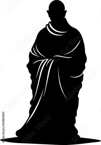 Monk Character Vector Illustration, Minimalist Religious Figure in Robe