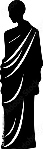 Monk Character Vector Illustration, Minimalist Religious Figure in Robe
