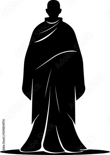 Monk Character Vector Illustration, Minimalist Religious Figure in Robe