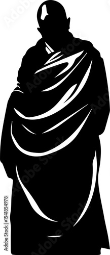 Monk Character Vector Illustration, Minimalist Religious Figure in Robe