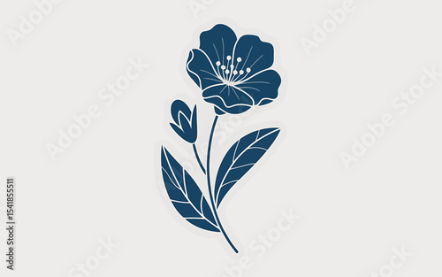 Elegant Minimalist Botanical Illustration A Blue Flower Design