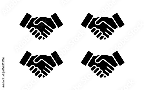 Minimalist Black and White Handshake Icon Design Four Variations
