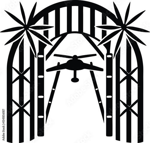 Racing Drone Navigating Bamboo Gate