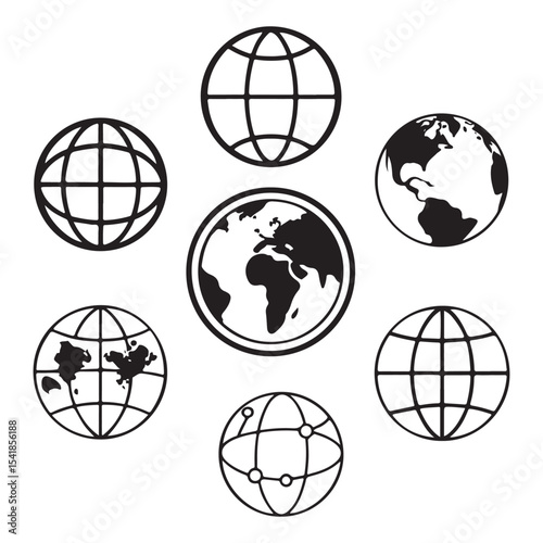 global related icon set. Vector elements with editable stroke.