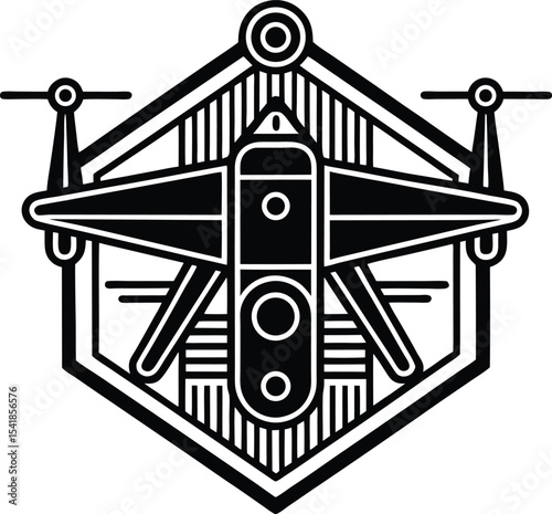Blueprint Style Line Art Drone