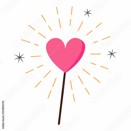 Heart Sparkler Vector | Generative AI & Linocut Silhouette Design for Romantic Decor