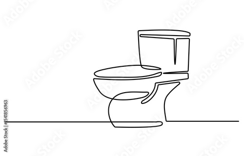 Continuous one line drawing of hygienic flush toilet, Bowl icon line continuous drawing vector. One line Bowl icon vector background. toilet icon.