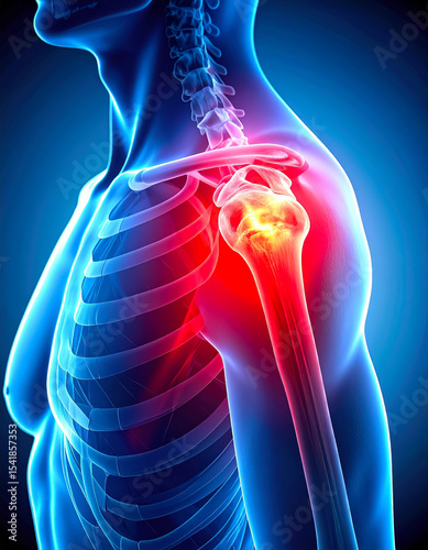 Stylized X-Ray of Human Shoulder with Injury