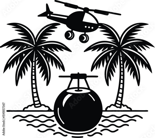 Drone Delivering Coconut To Beach