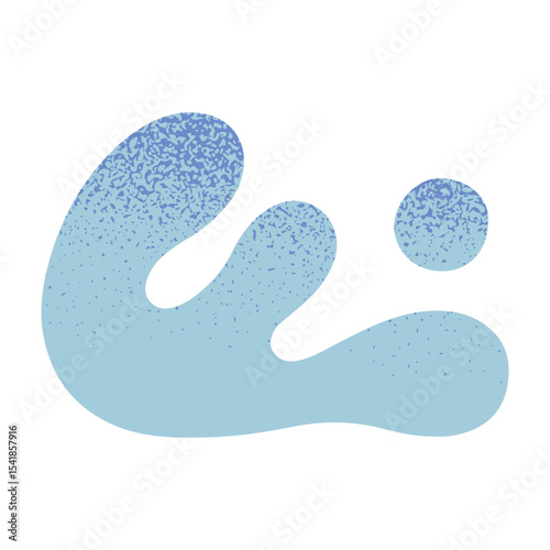 Blue water splash illustration.Ocean or sea abstract wave.Hand drawn graphic element in naive simple style for banners,smm,branding,packaging,covers,prints.Retro summer tropical symbol