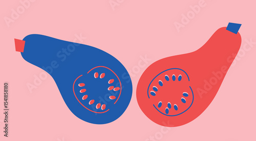 Cute appetizing Vegetables collection. Decorative abstract horizontal banner with colorful doodles. Hand-drawn modern illustrations with Vegetables, abstract elements.	