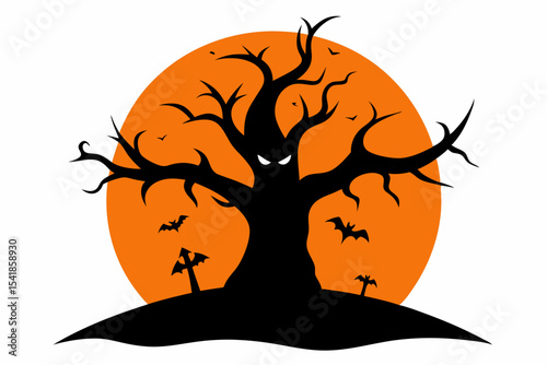 halloween cat on a tree