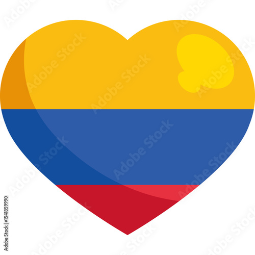 Heart illustration with Colombian flag colors