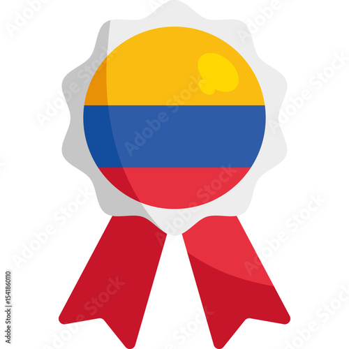Golden medal with Colombian national flag ribbon