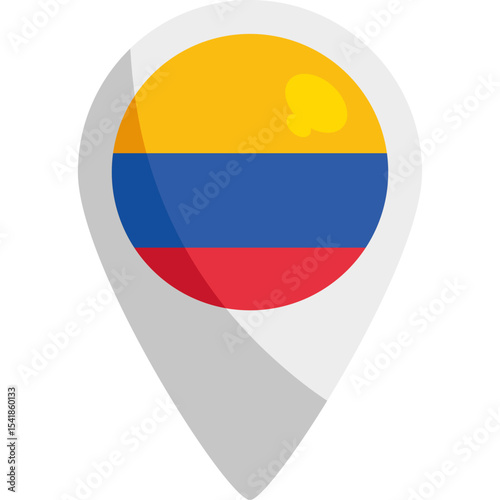 Colorful Colombia Flag Pin Vector Illustration