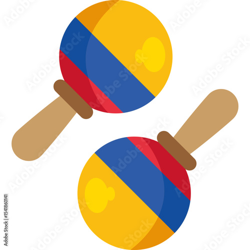 Colorful Colombian Maracas with National Flag Design