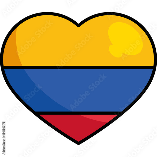 Heart illustration with Colombian flag colors