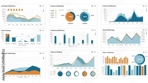 Comprehensive data visualization dashboard displaying customer satisfaction metrics and trends
