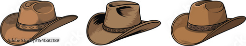 Illustration set of rustic shepherd's hat with decorative style, craftsmanship 