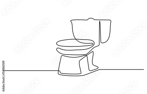 Continuous one line drawing of hygienic flush toilet, Bowl icon line continuous drawing vector. One line Bowl icon vector background. toilet icon.