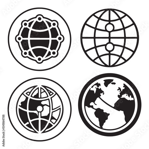 global related icon set. Vector elements with editable stroke.