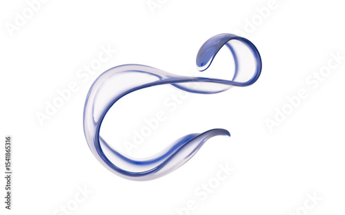 3d Liquid Glass Ribbon Shape and Abstract Fluid Background. Gradient Element Blends Transparent Holographic Wave with Purple Design. Futuristic Glossy Curve and Swirl for Dynamic Art.