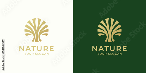 nature tree circle vector logo design