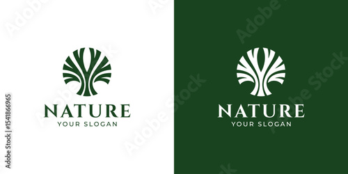 nature tree circle vector logo design